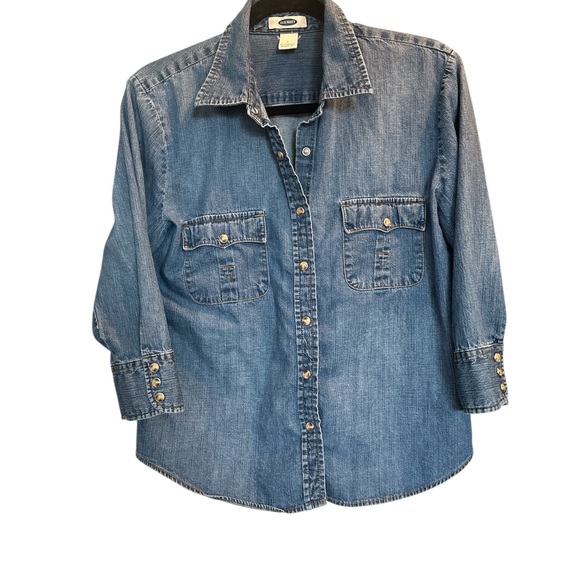 Old Navy Tops - Old Navy Blue Denim Shirt 3/4 Sleeves